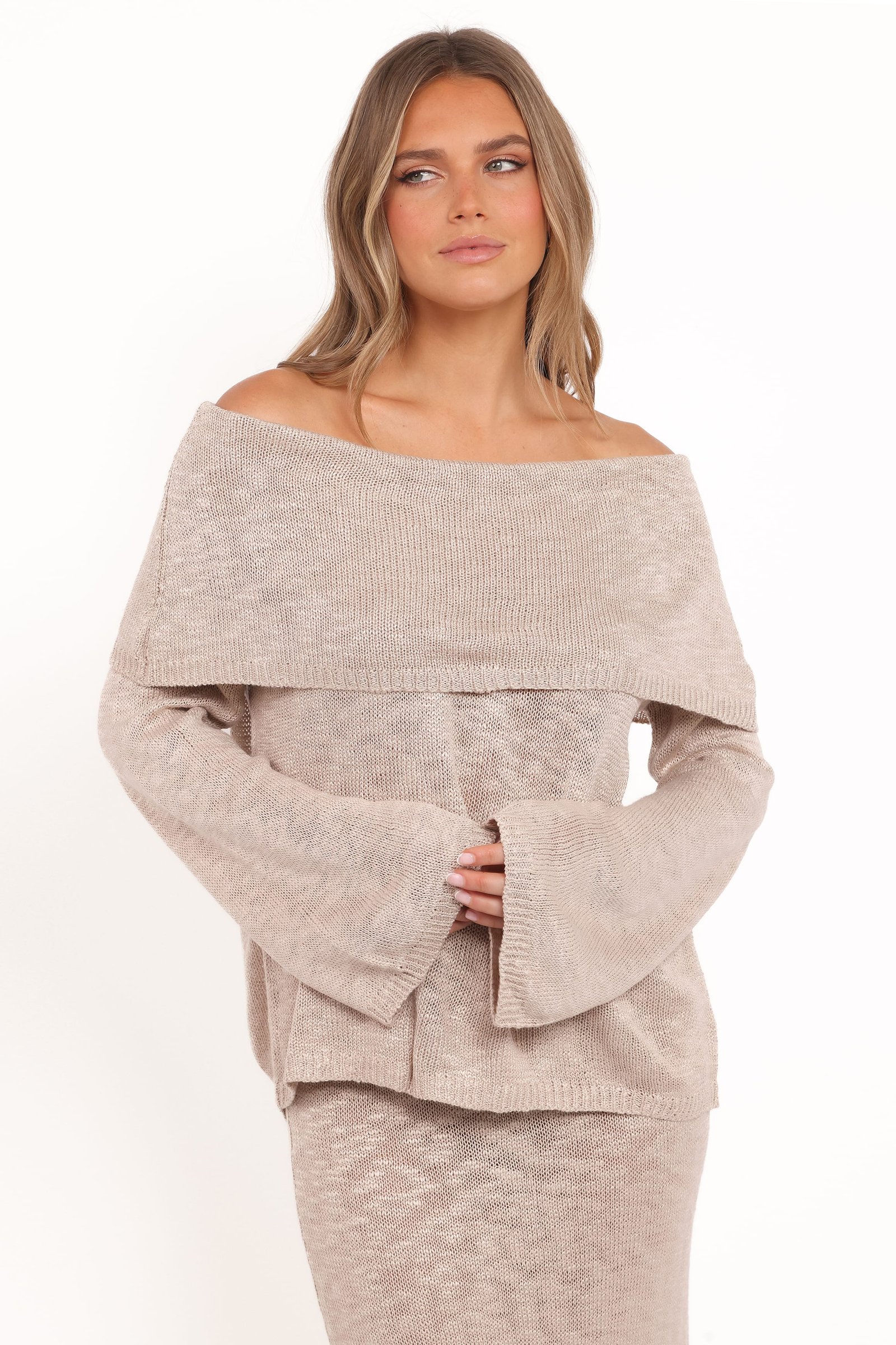 Indya Off Shoulder Top - Oatmeal — view 1