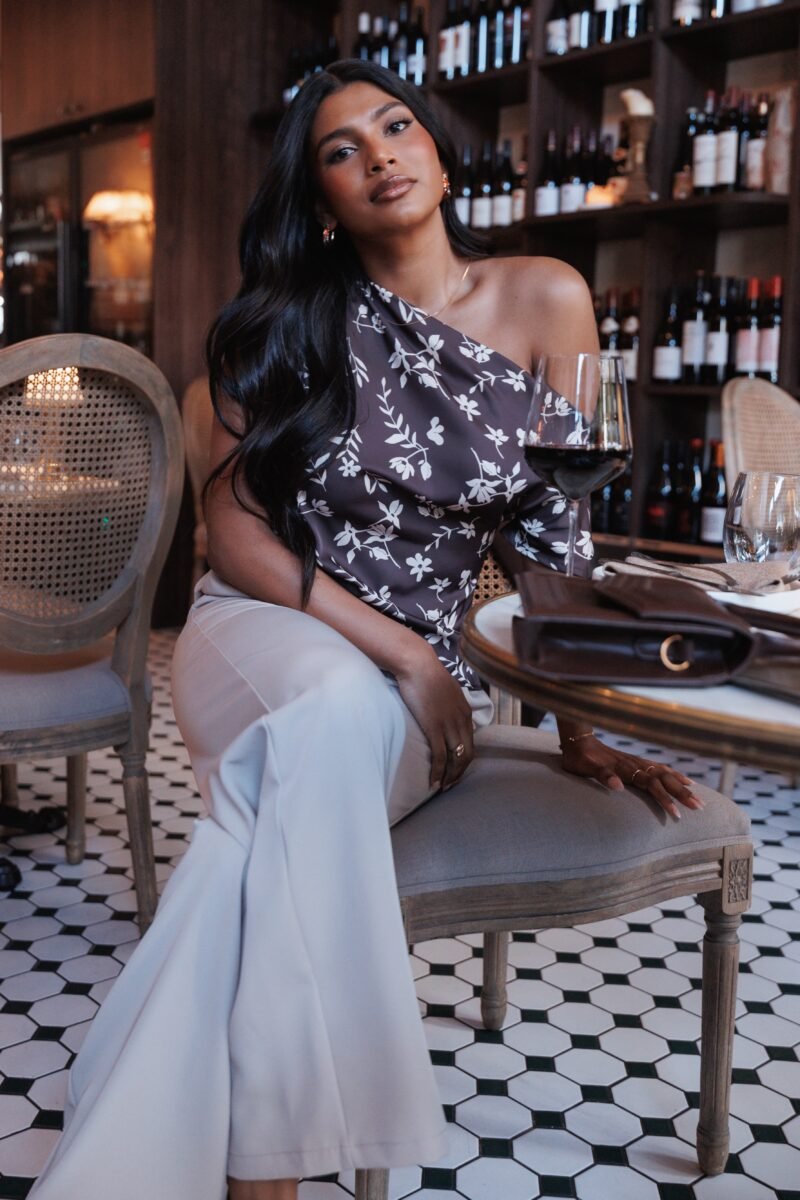 Romola Off Shoulder Top - Brown Cream Floral — view 1