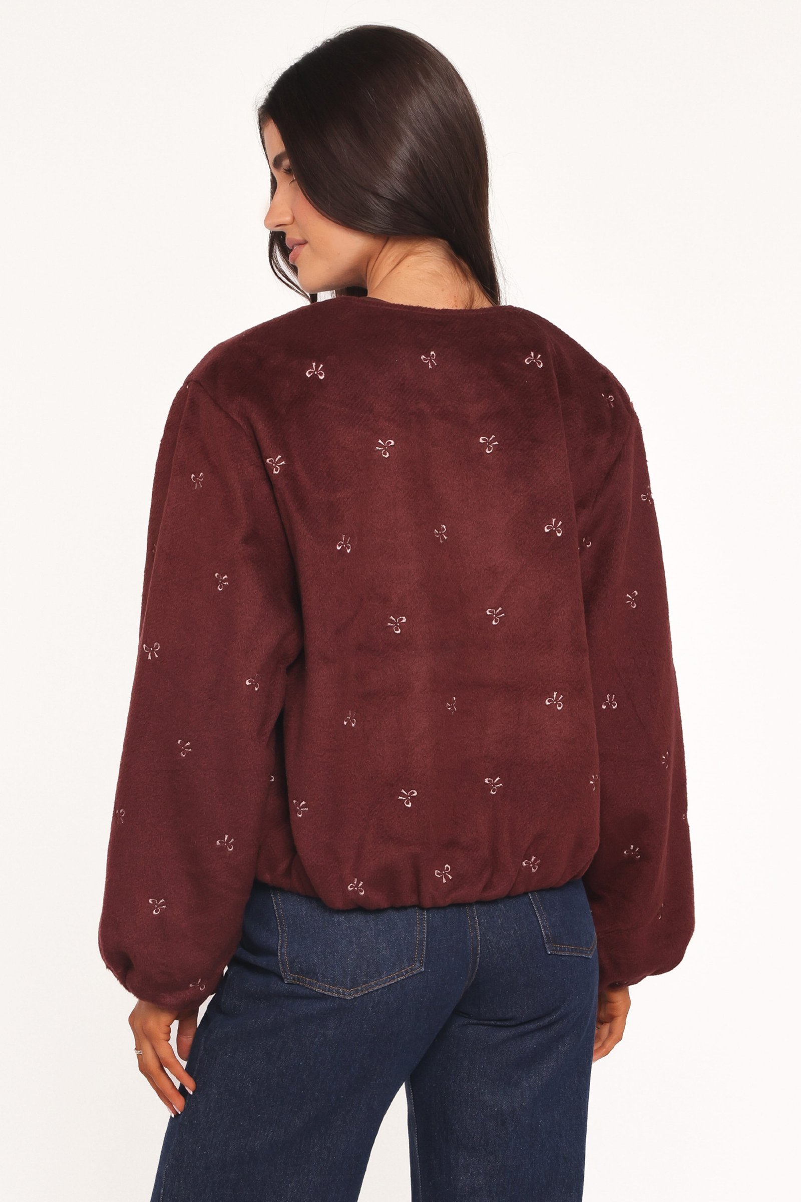 Marla Cropped Bomber - Cherry — view 4