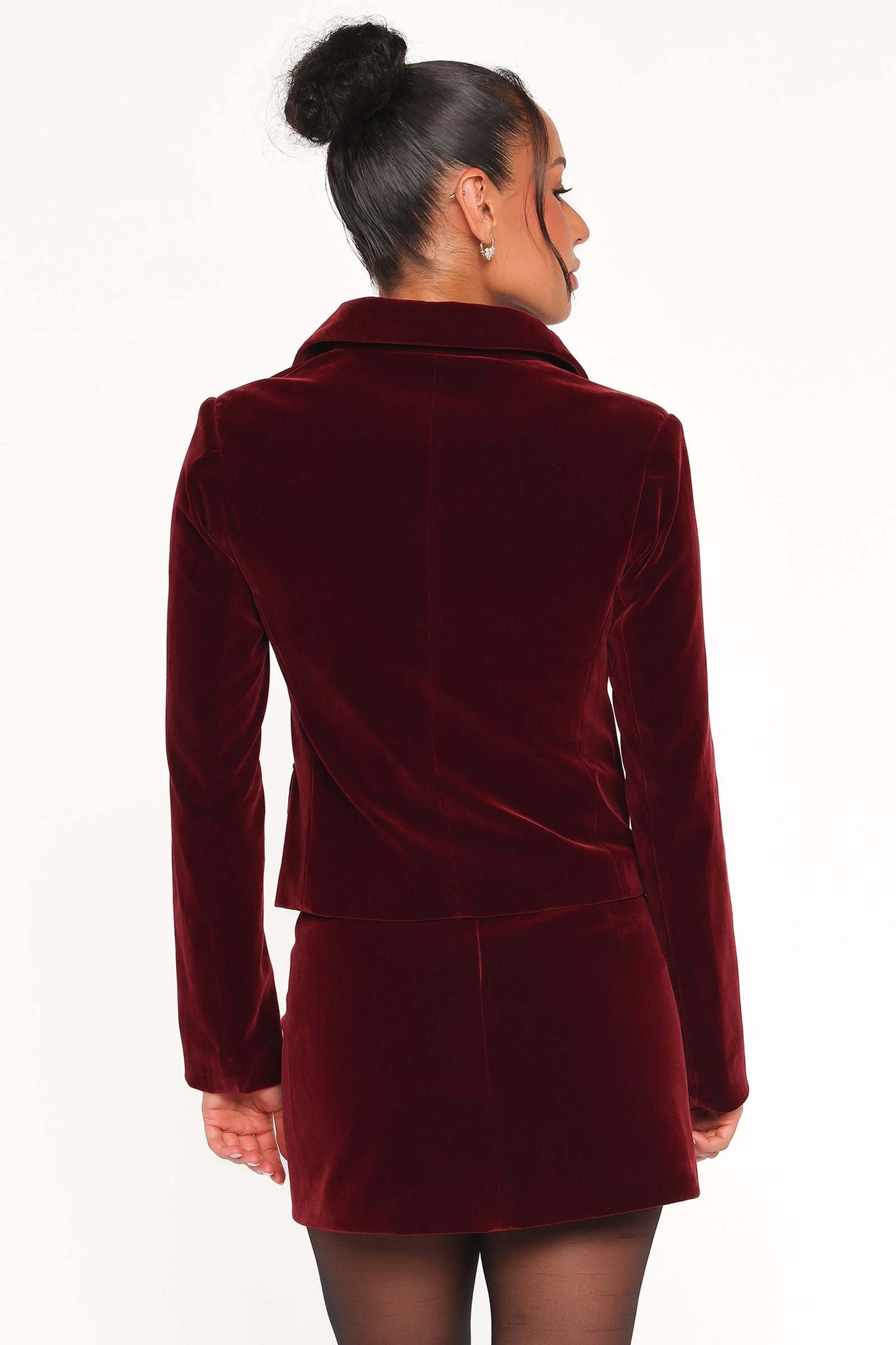 Lainey Velvet Mini Skirt - Burgundy — view 5