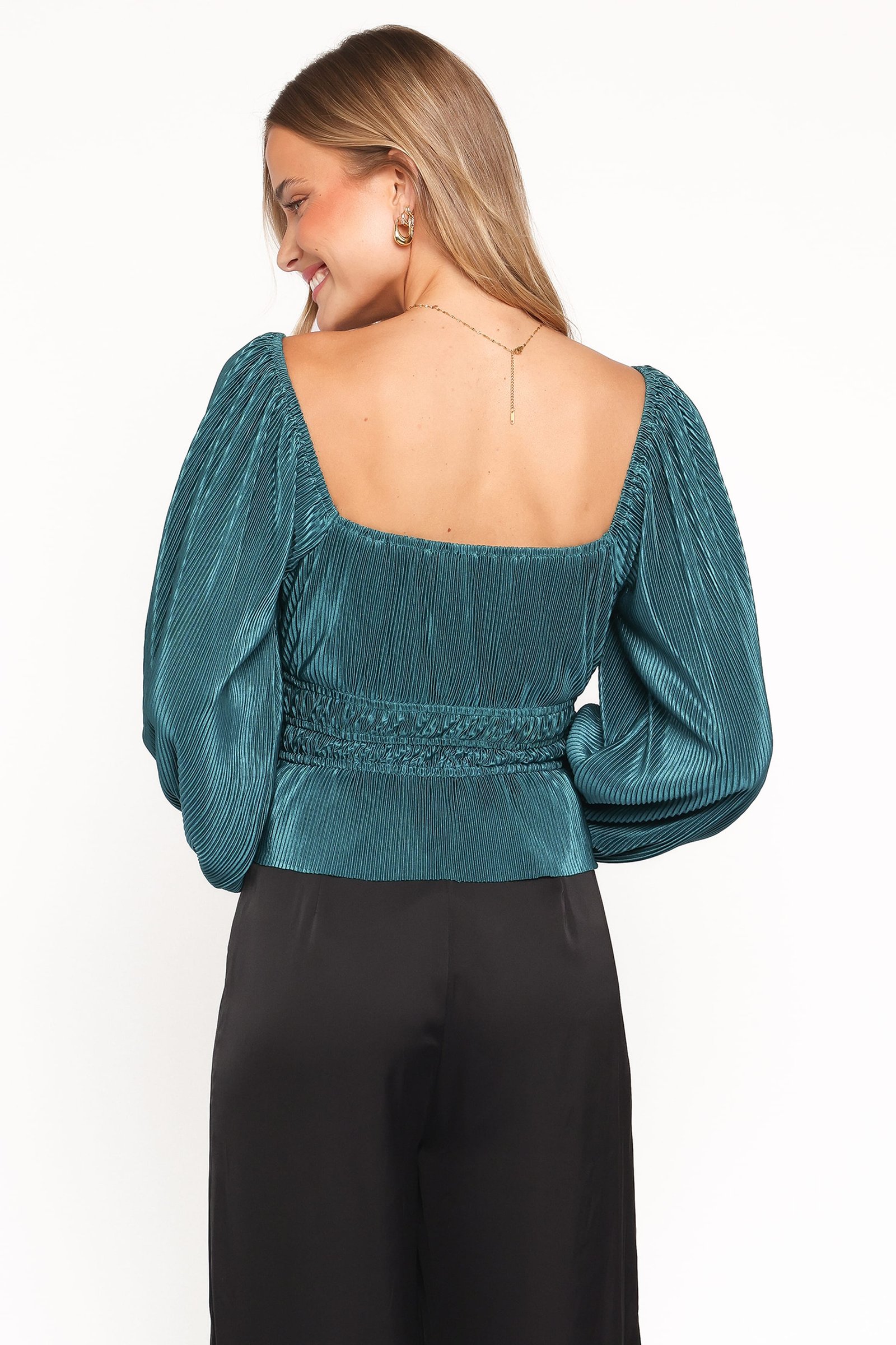 Ceppia Plisse Top - Green — view 4