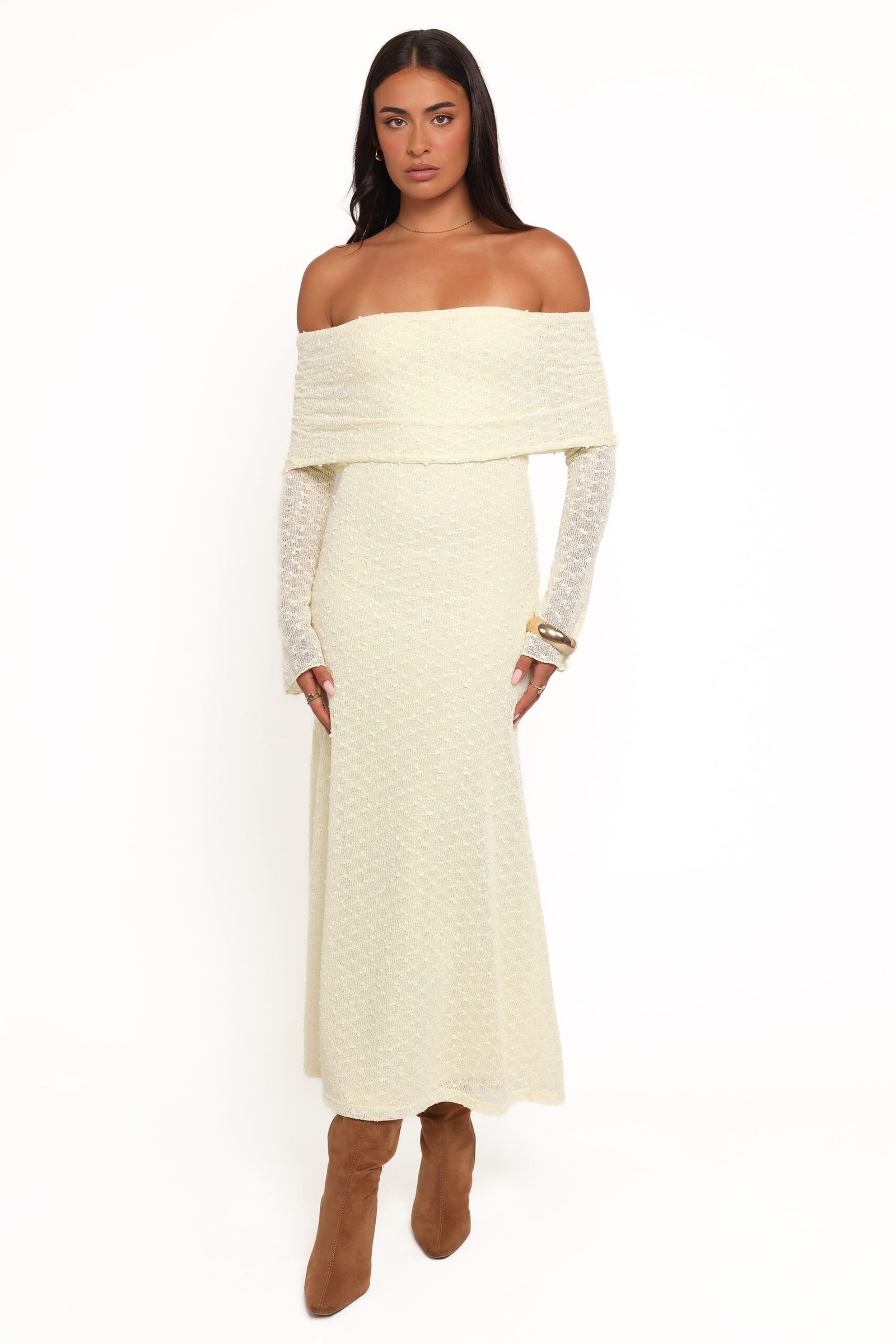 Wilma Off Shoulder Dress - Butter Yellow — view 1