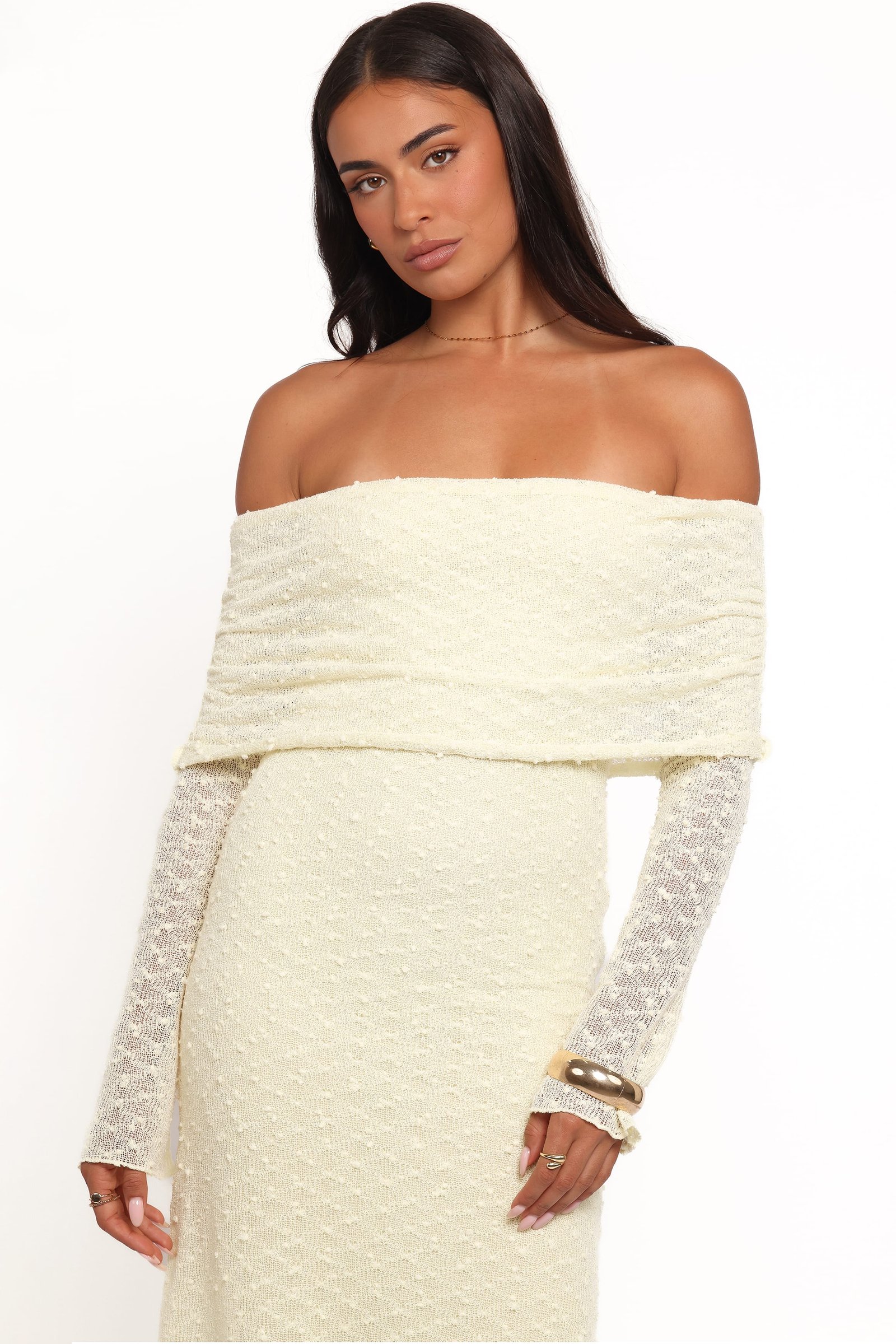 Wilma Off Shoulder Dress - Butter Yellow — view 2