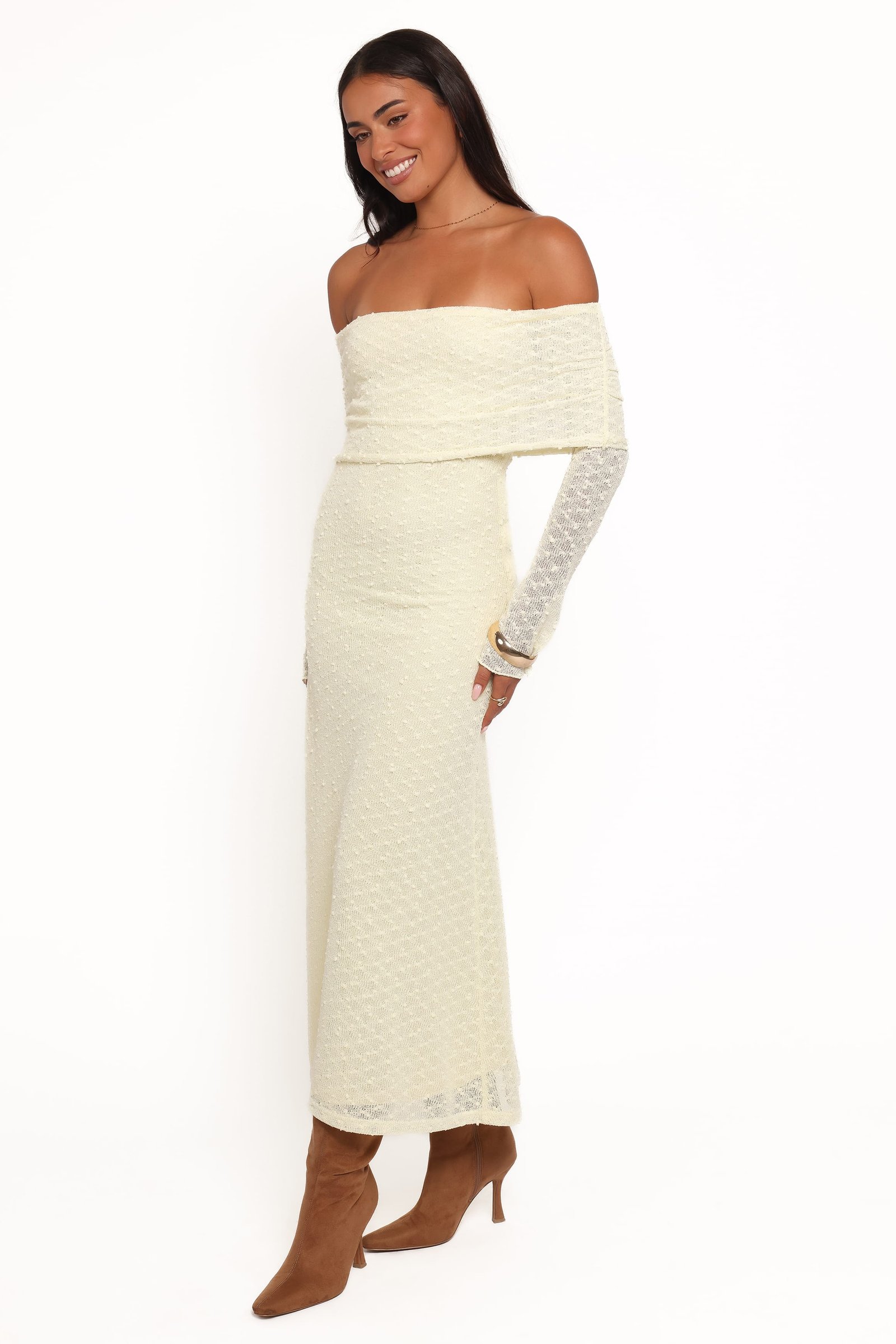 Wilma Off Shoulder Dress - Butter Yellow — view 3