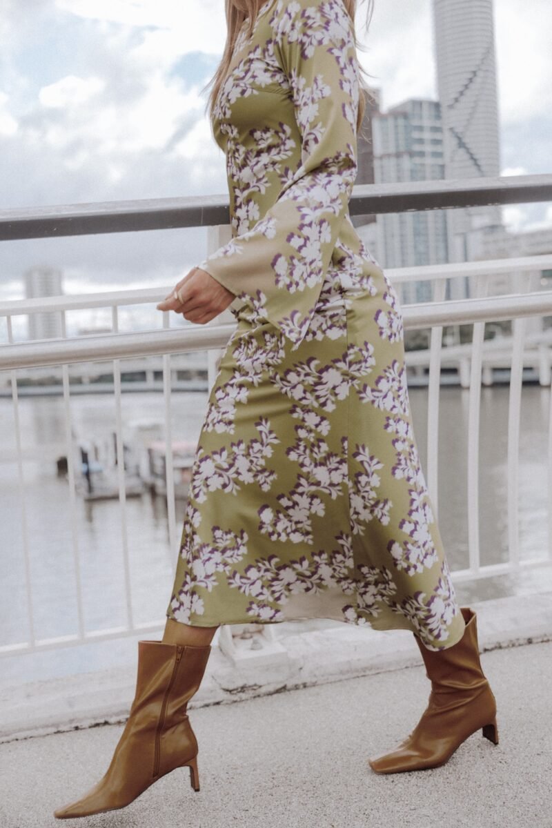 Maia Long Sleeve Maxi Dress - Green Rum Floral — view 1