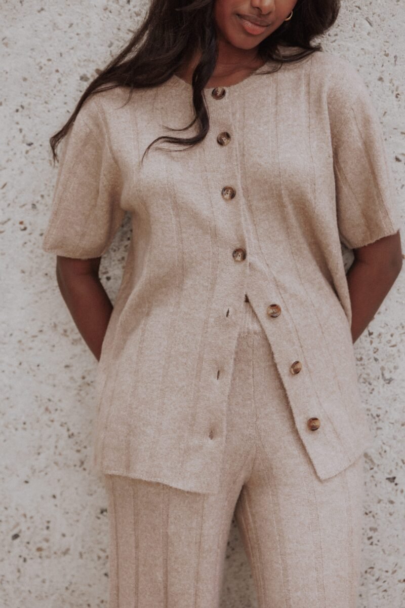 Wallace Wide Rib Pant Set - Camel — view 1