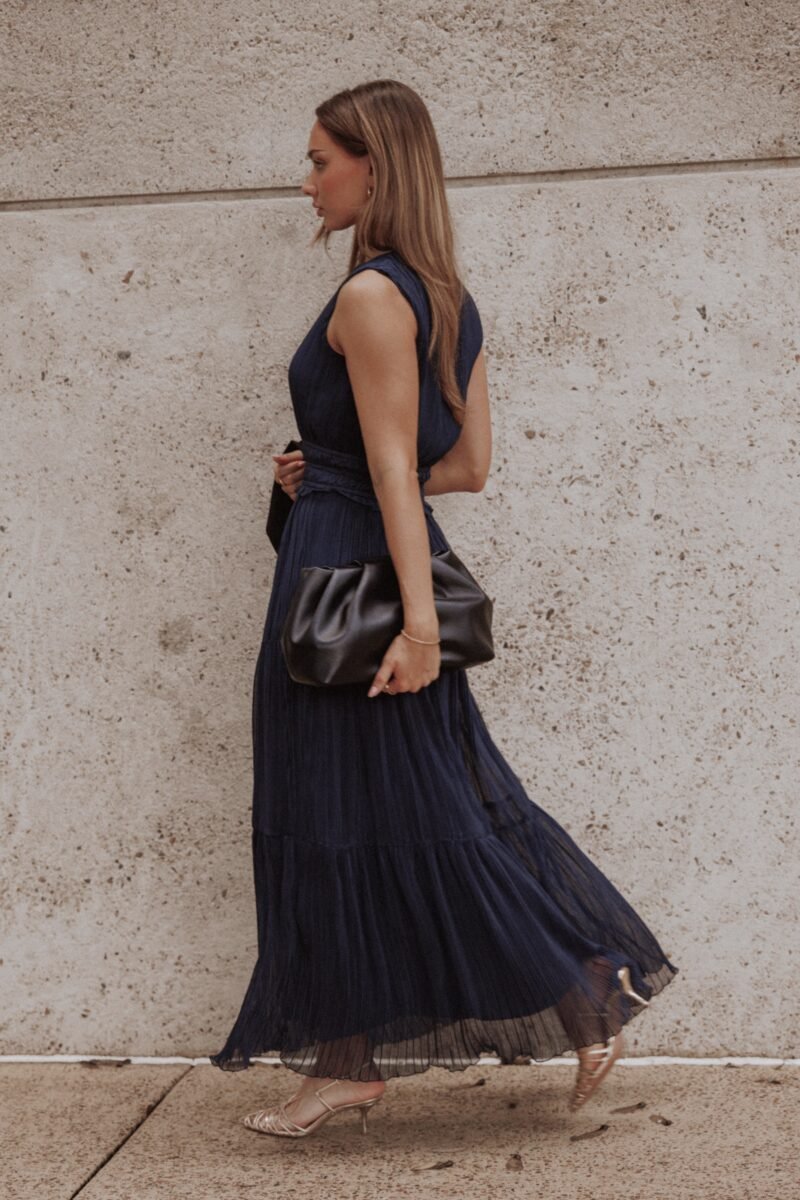 Maven Plisse Maxi Dress - Navy — view 1